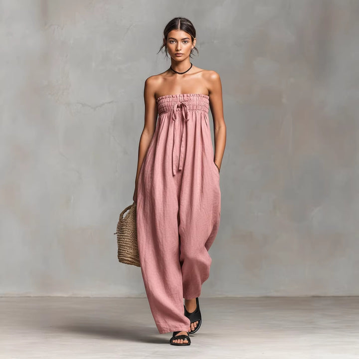Dame Løs jumpsuit med elastisk overdel og vid ben Skjora