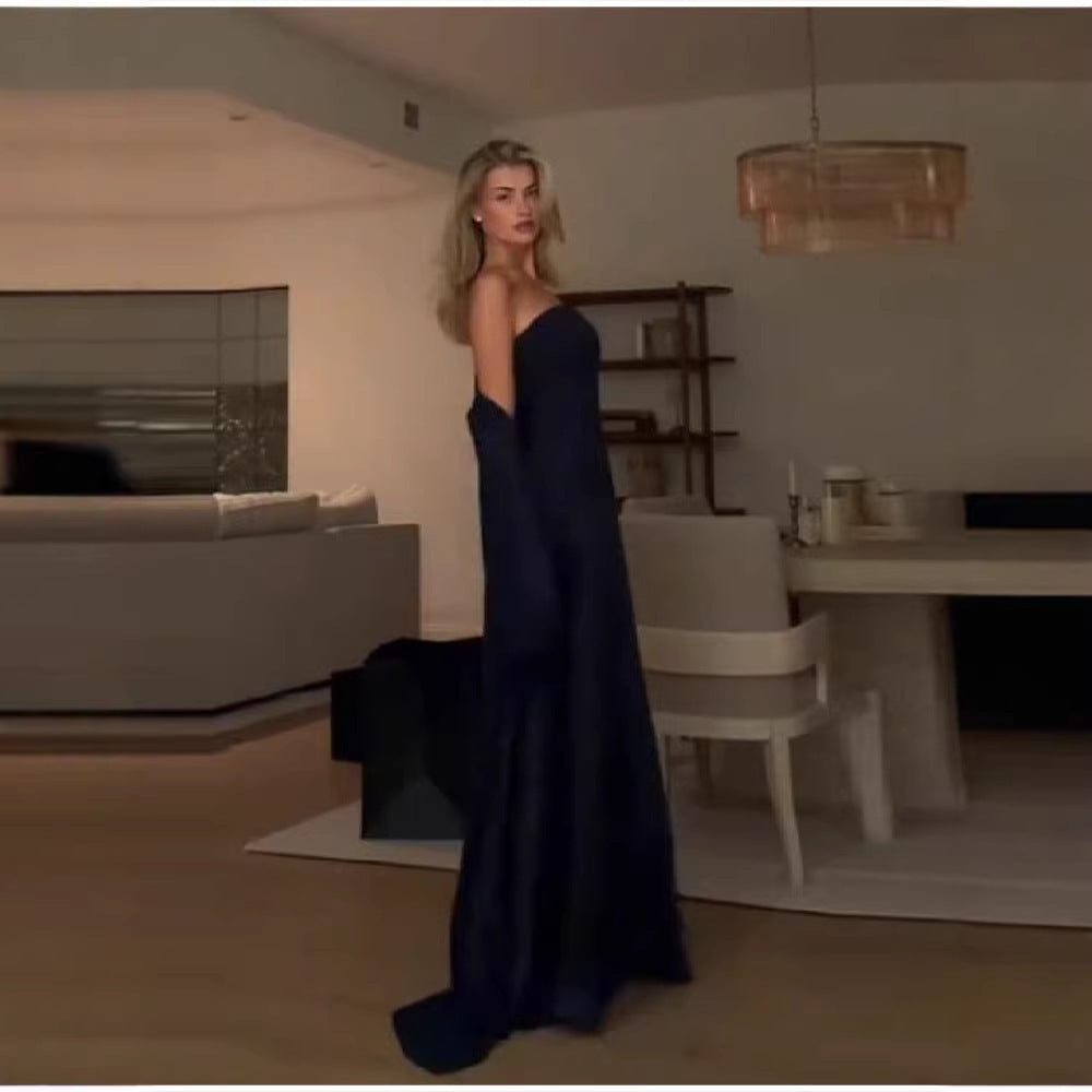 Dame elegant bandeau maxikjole med matchende jakke Skjora