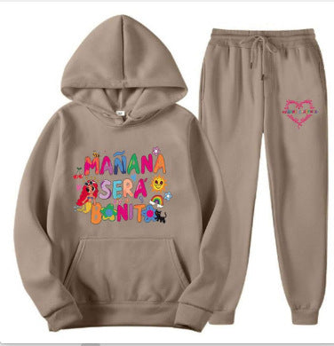 Kvinne Sweatshirt og Joggebukse Sett med Fargerik Trykk Skjora