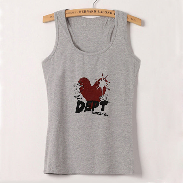 Dame ermeless Camisole med iøynefallende grafisk design Skjora