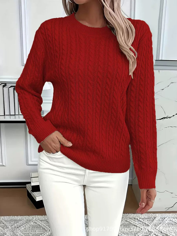 Women's Knitted Sweater with Elegant Cable Design Skjora