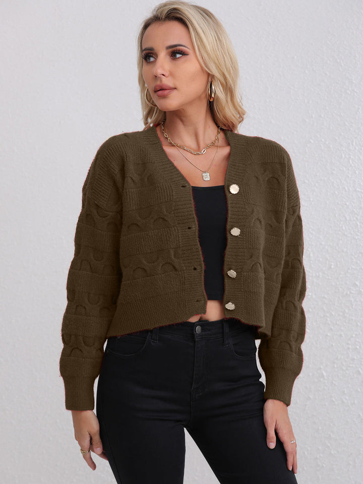 Dame cardigan med moderne jacquard mønster Skjora