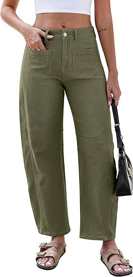 Bredde jeans for kvinner med høyt liv og praktiske lommer Skjora