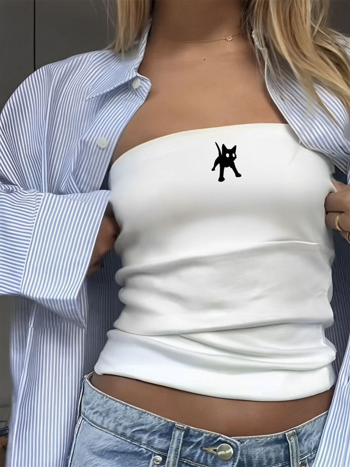 Dame Bandeau-overdel med sportslig Frankrike-design Skjora