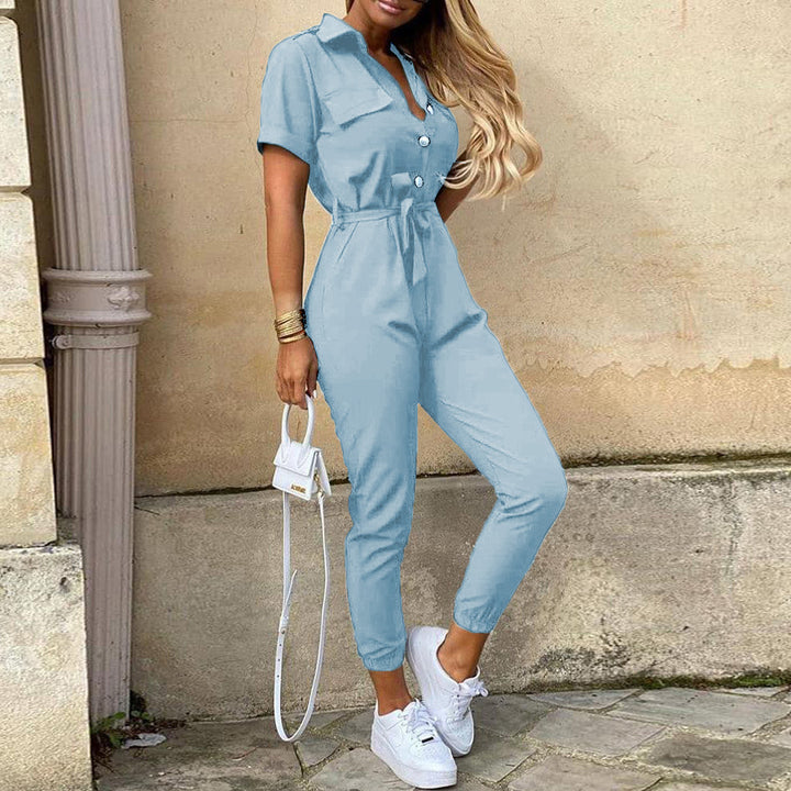 Dame elegant jumpsuit med innsvingt snitt og praktiske lommer Skjora