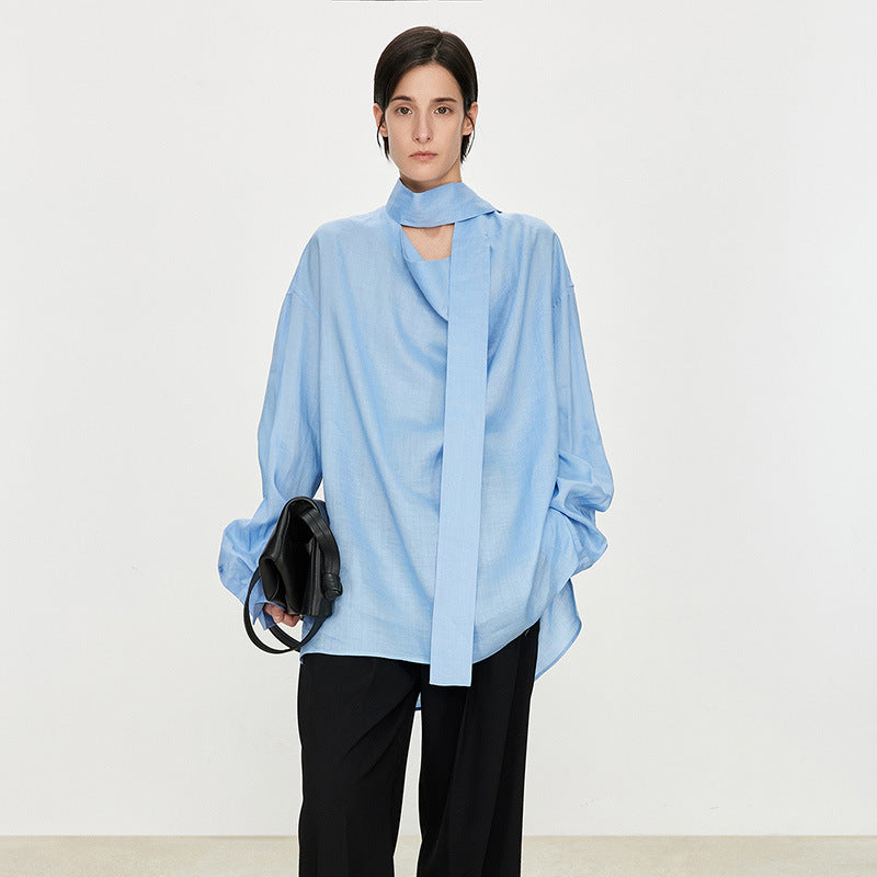 Damer elegant, skulderfritt bluse med raffinert krage Skjora