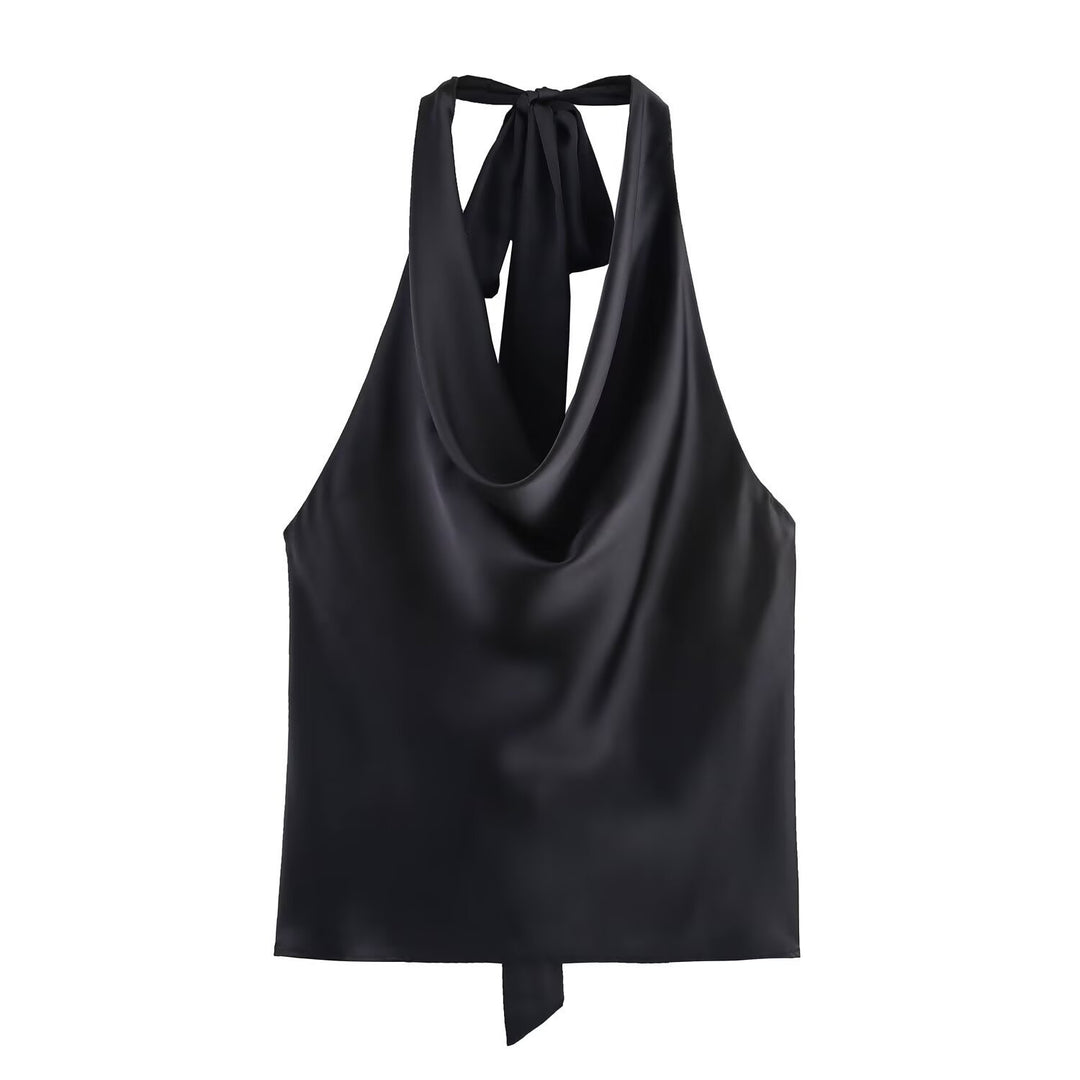 Dame Edel Halterneck med flytende snitt og elegant ryggbånd Skjora