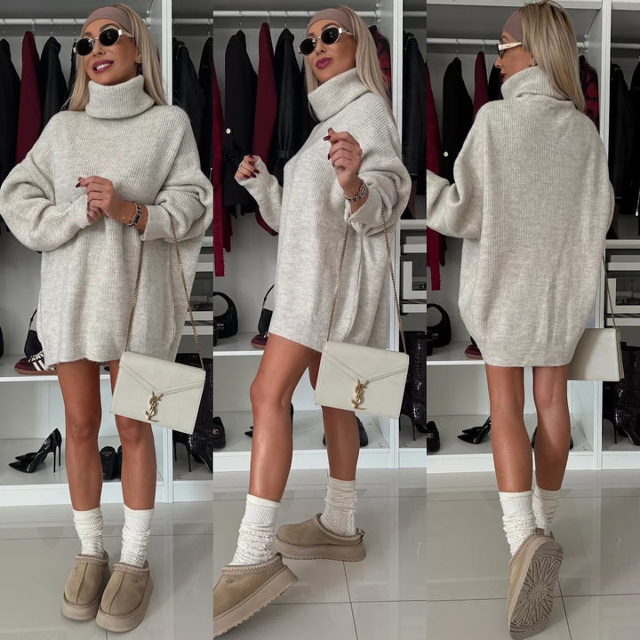 Dame stor turtleneck genser laget av mykt strikk Skjora