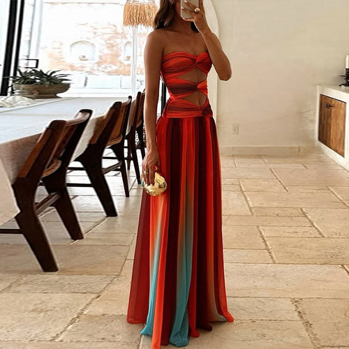 Dame strapless Maxi-kjole med raffinerte cut-out-detaljer Skjora