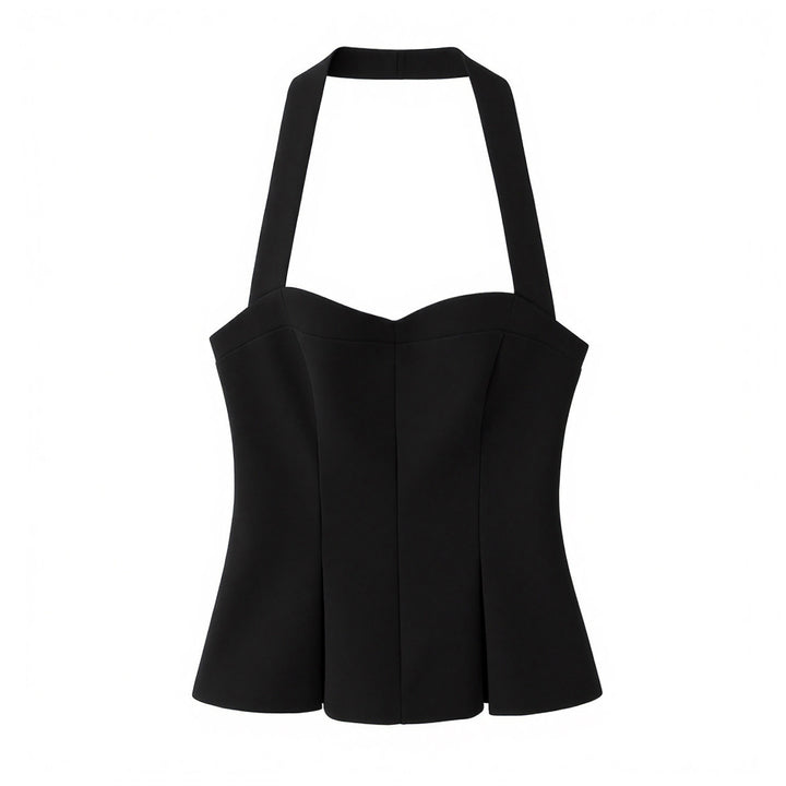 Dame stilig Bustier-bluse med figurtilpasset silhuett og dekorativ halterneck Skjora