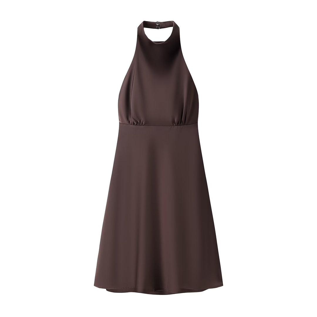 Dame halterkjole med svingende skjørt og elegant, flytende snitt Skjora