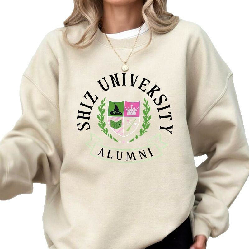 Dame Oversized Sweatshirt med universitetsemblem og avslappet snitt Skjora