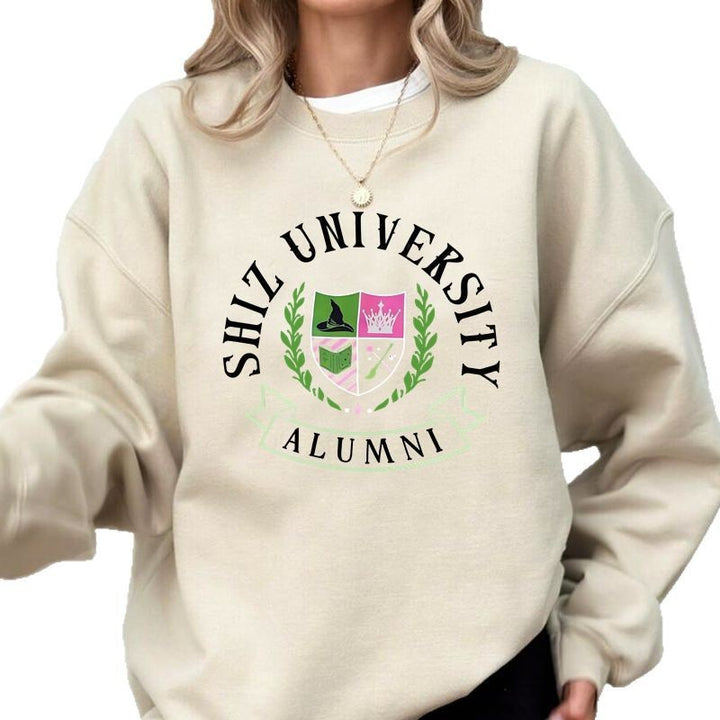 Dame Oversized Sweatshirt med universitetsemblem og avslappet snitt Skjora