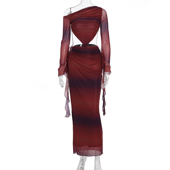 Dame Asymmetrisk Maxikjole med raffinerte cut-outs og innovativ design Skjora