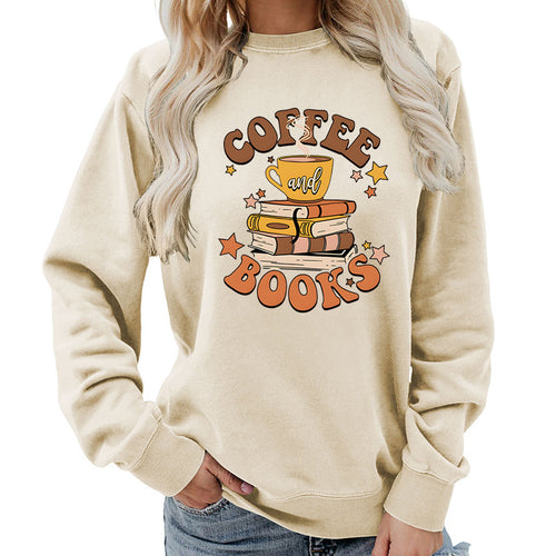 Dame sweatshirt med kreativ kaffebokdesign Skjora