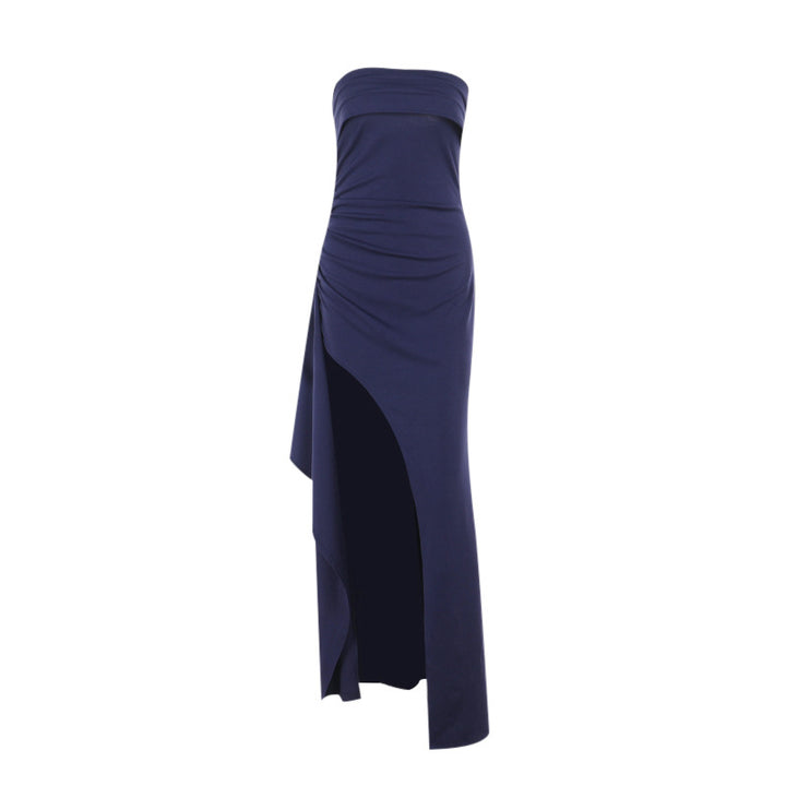 Damer elegant Maxi-kjole med skulderløs design og asymmetrisk splitt Skjora