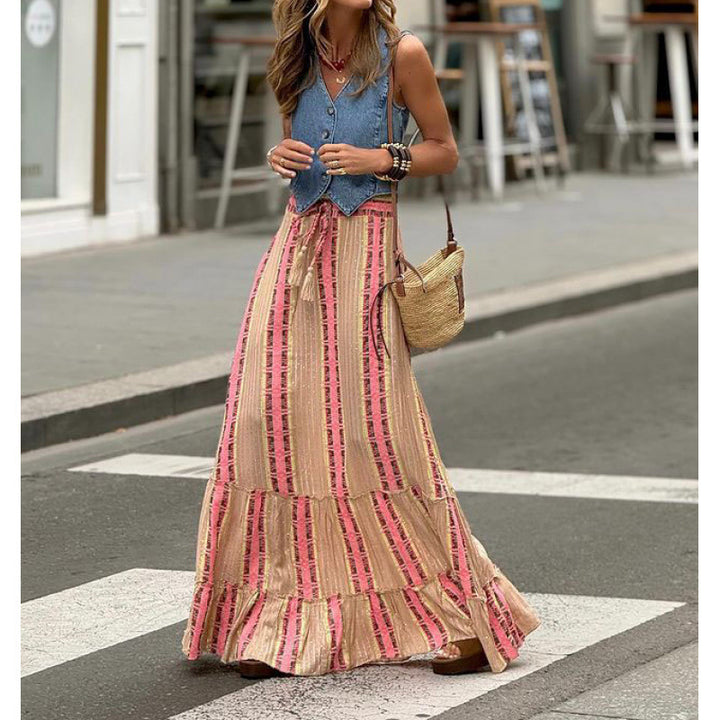 Women's maxi dress with cheerful pattern Skjora
