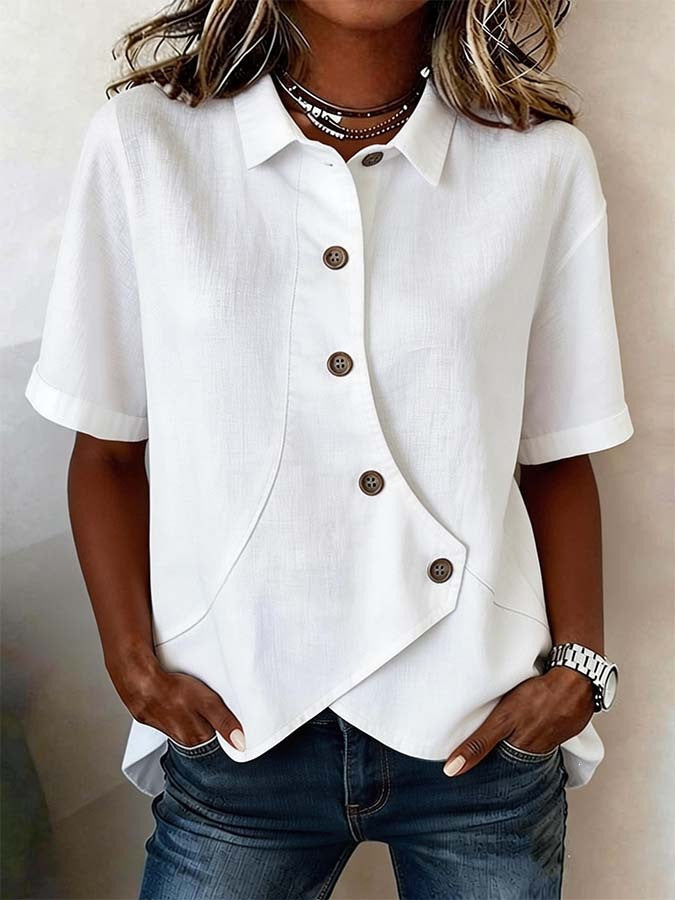 Dame spesielt designet bluse med unike knapppanel Skjora