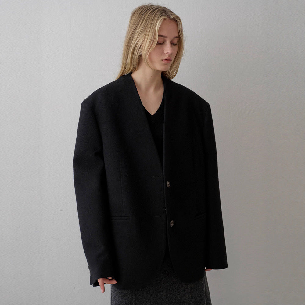 Dame elegant strikk blazere med asymmetrisk snitt Skjora