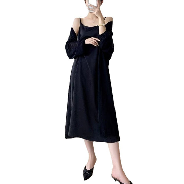 Dame maxi kjole med lett kimono overlay Skjora