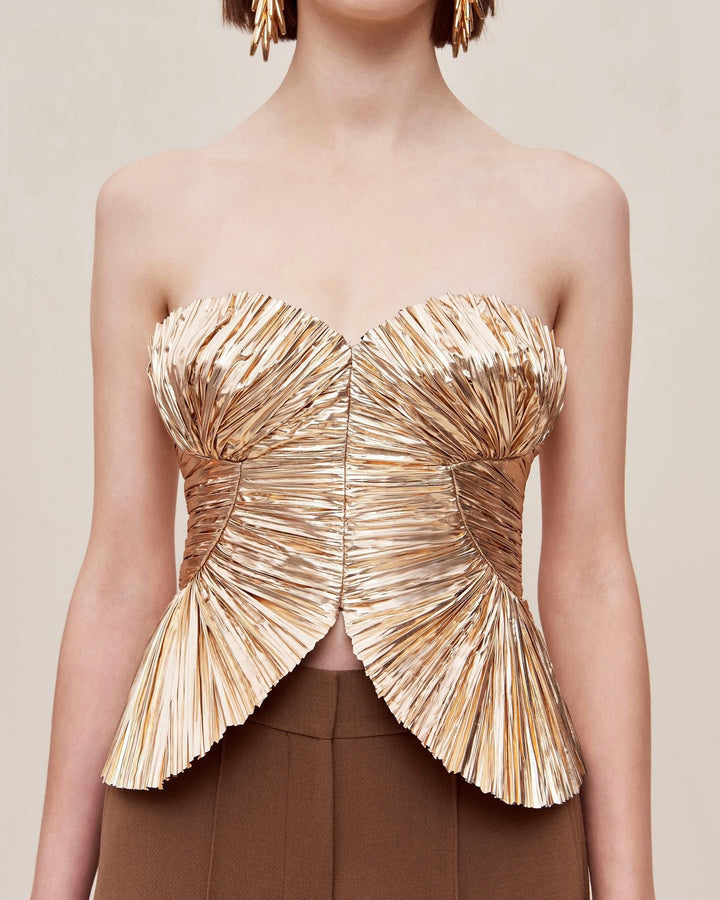 Damer Couture Bustier med skimrende plissert innsatser og peplum-snitt