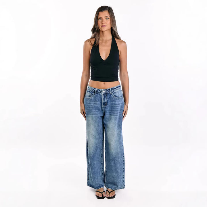 Kvinnenes vidde jeans med høy midje og avslappet stil Skjora
