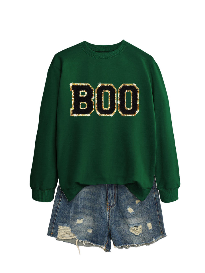 Damer sweatshirt med glitrende trykk Skjora