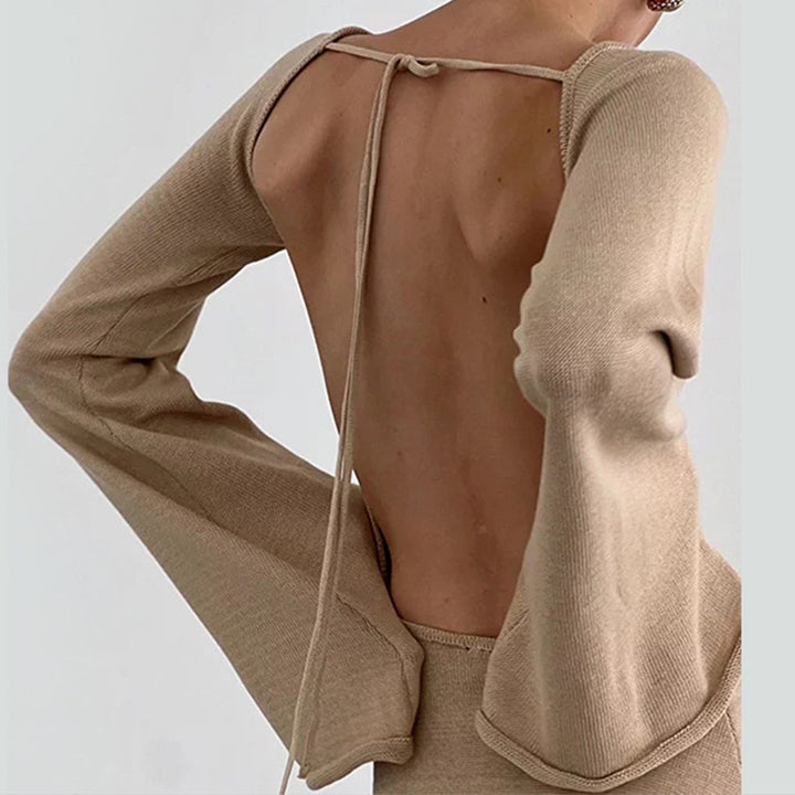 Damen lässiges Strickkleid mit weiten Ärmeln und Rundhalsausschnitt Skjora