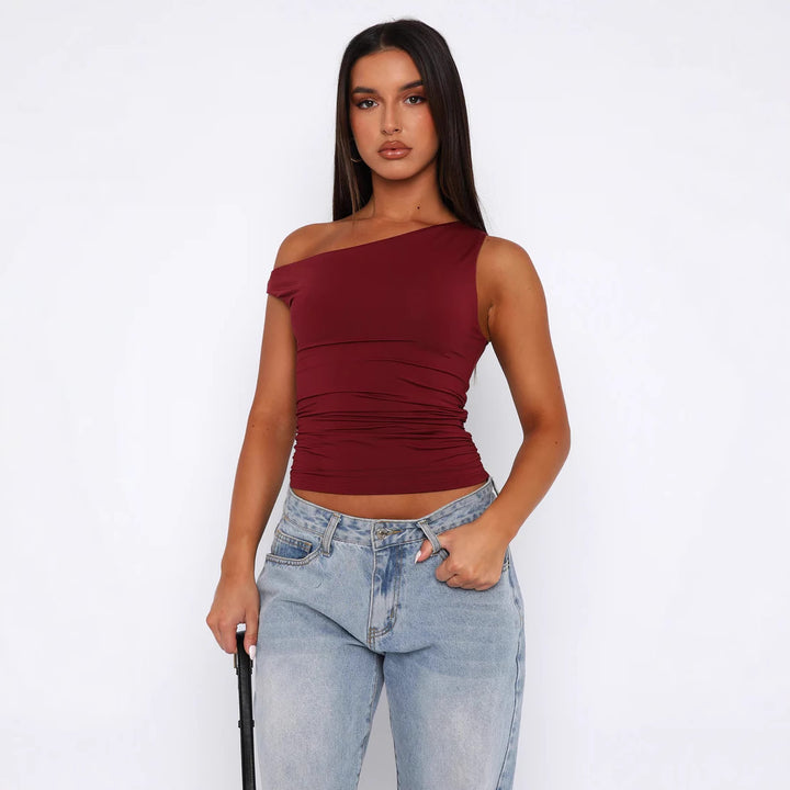 Dame Crop-Top med blomsterdesign og off-shoulder snitt Skjora