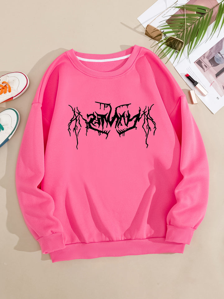 Dame casual sweatshirt med moderne grafisk design Skjora