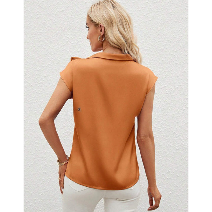 Dame Elegant Satengbluse med Sløyfedetalj Skjora