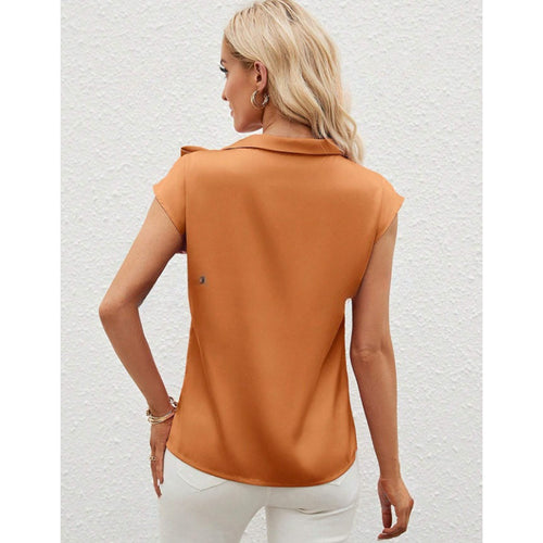 Dame Elegant Satengbluse med Sløyfedetalj Skjora