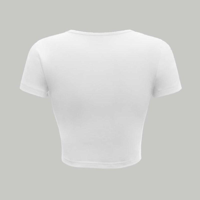 Dame cropped T-skjorte med kreativt trykk Skjora