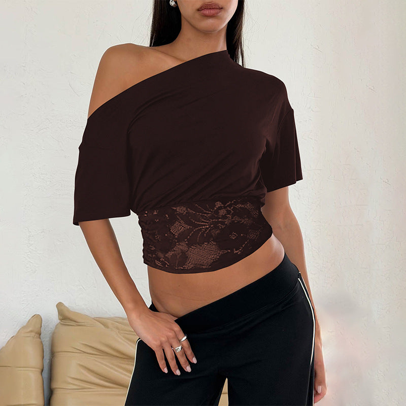 Dame Off-Shoulder Bluse med spissbånd Skjora