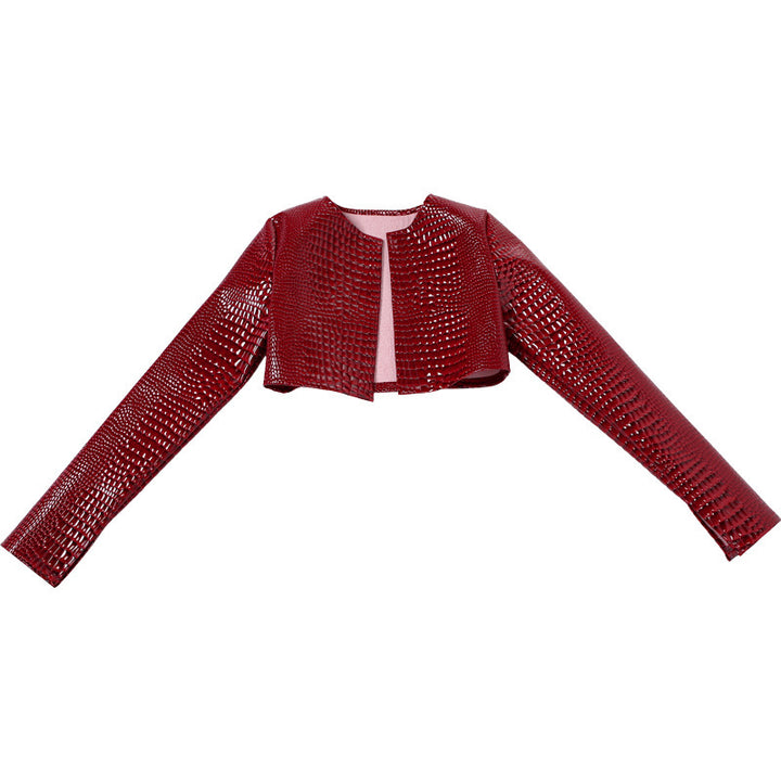 Women's Cropped Faux Leather Jacket in a fashionable Snakeskin Look Skjora