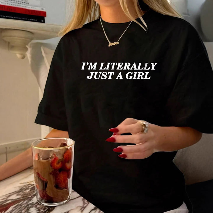 Dame Oversized Statement T-skjorte med kreativ tekst Skjora