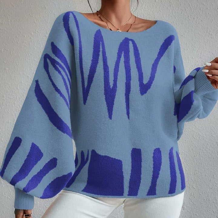 Kvinne Oversized Strikkegenser med Asymmetrisk Design og Avslappet Utringning Skjora