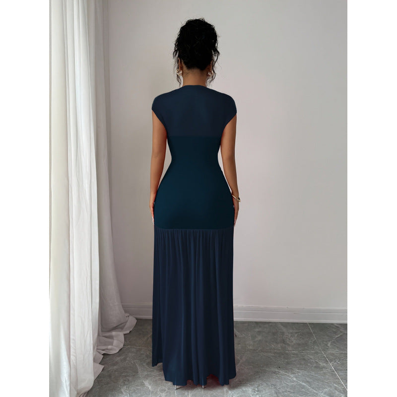 Damer Elegant Maxikjole med raffinert drapering og gjennomsiktig skjørt Skjora
