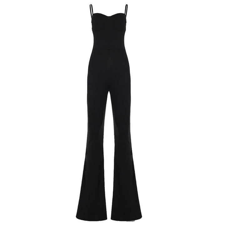 Dame elegant jumpsuit med raffinert snitt og vid ben Skjora
