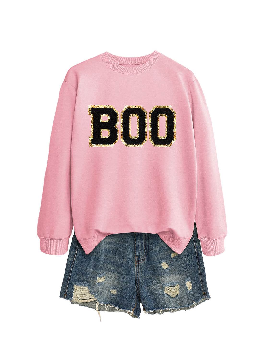 Damer sweatshirt med glitrende trykk Skjora