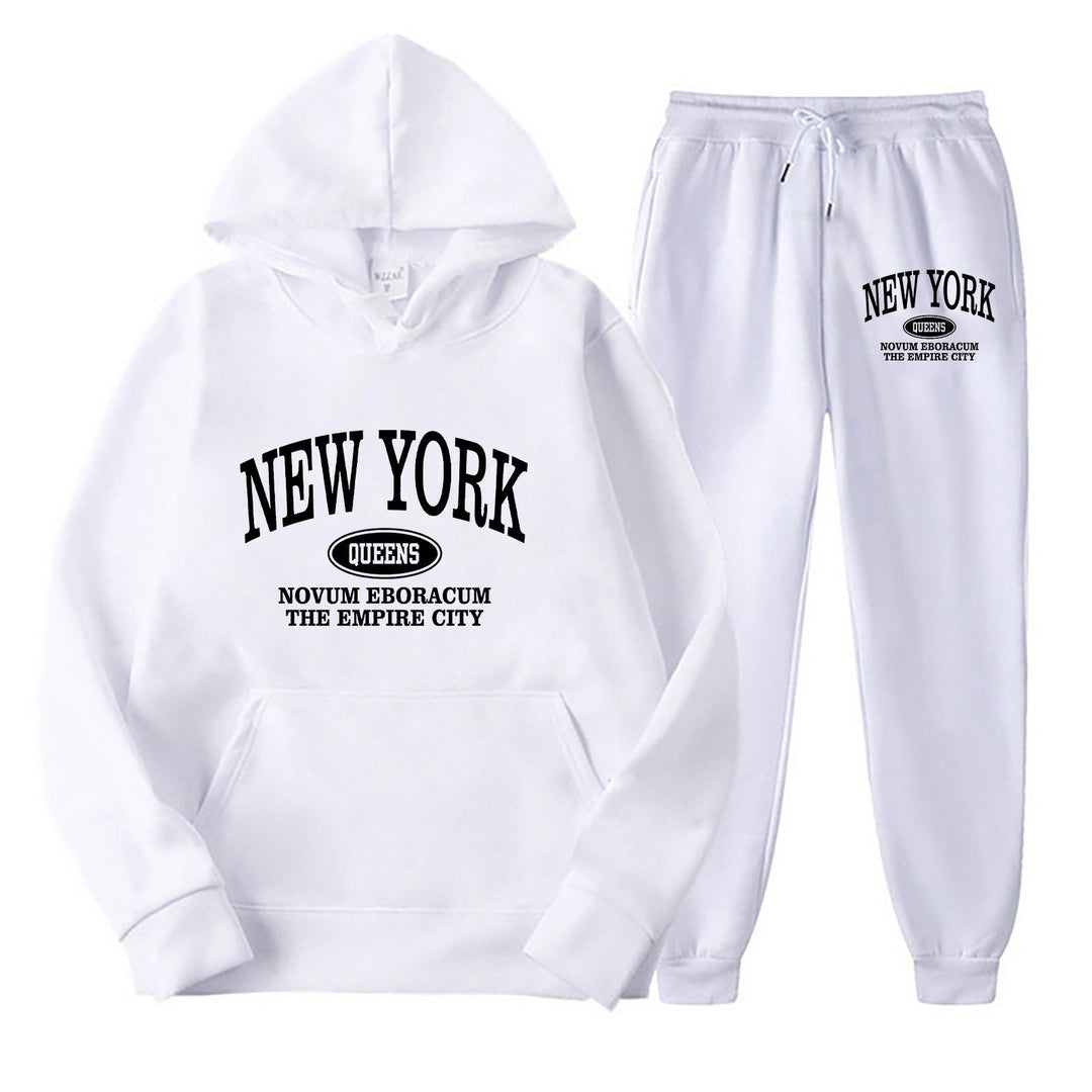 Kvinnelig Sporty Hettesett med Stor New York Trykk Skjora