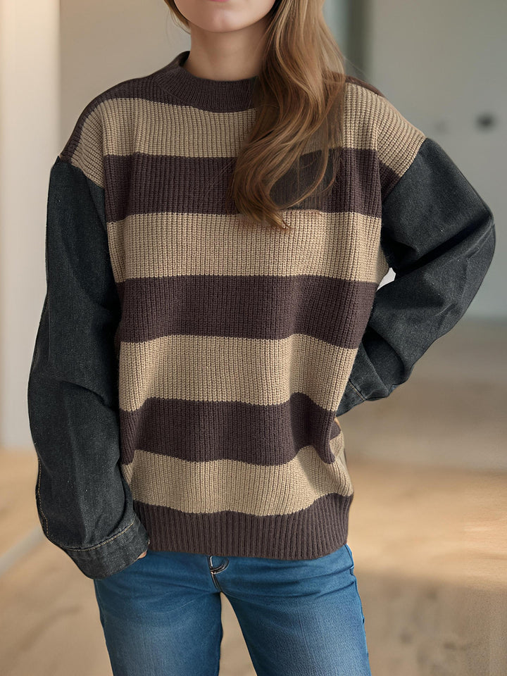 Kvinne stripete oversized genser med myk bomullsblanding og moderne design Skjora