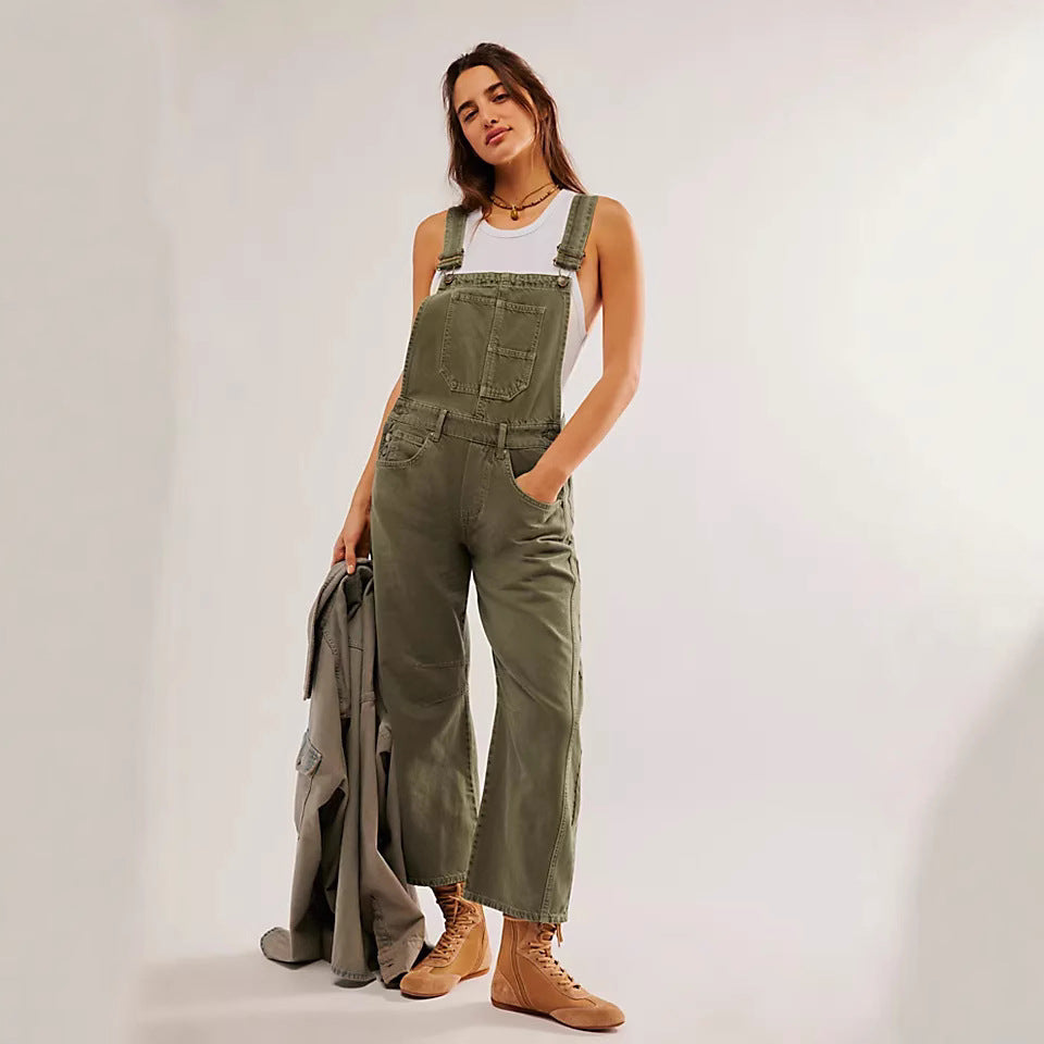 Damer casual denim jumpsuit i moderne snitt med justerbare stropper Skjora