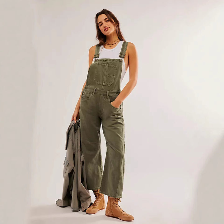 Damer casual denim jumpsuit i moderne snitt med justerbare stropper Skjora