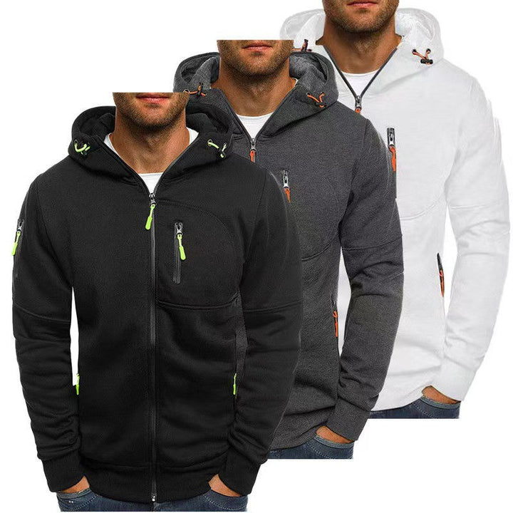 Herre hoodie med funksjonelle glidelåslommer og sporty design Skjora