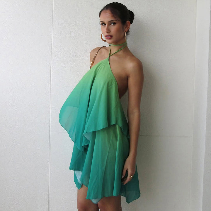 Damer luftig, asymmetrisk strandkjole med chiffon-effekt Skjora