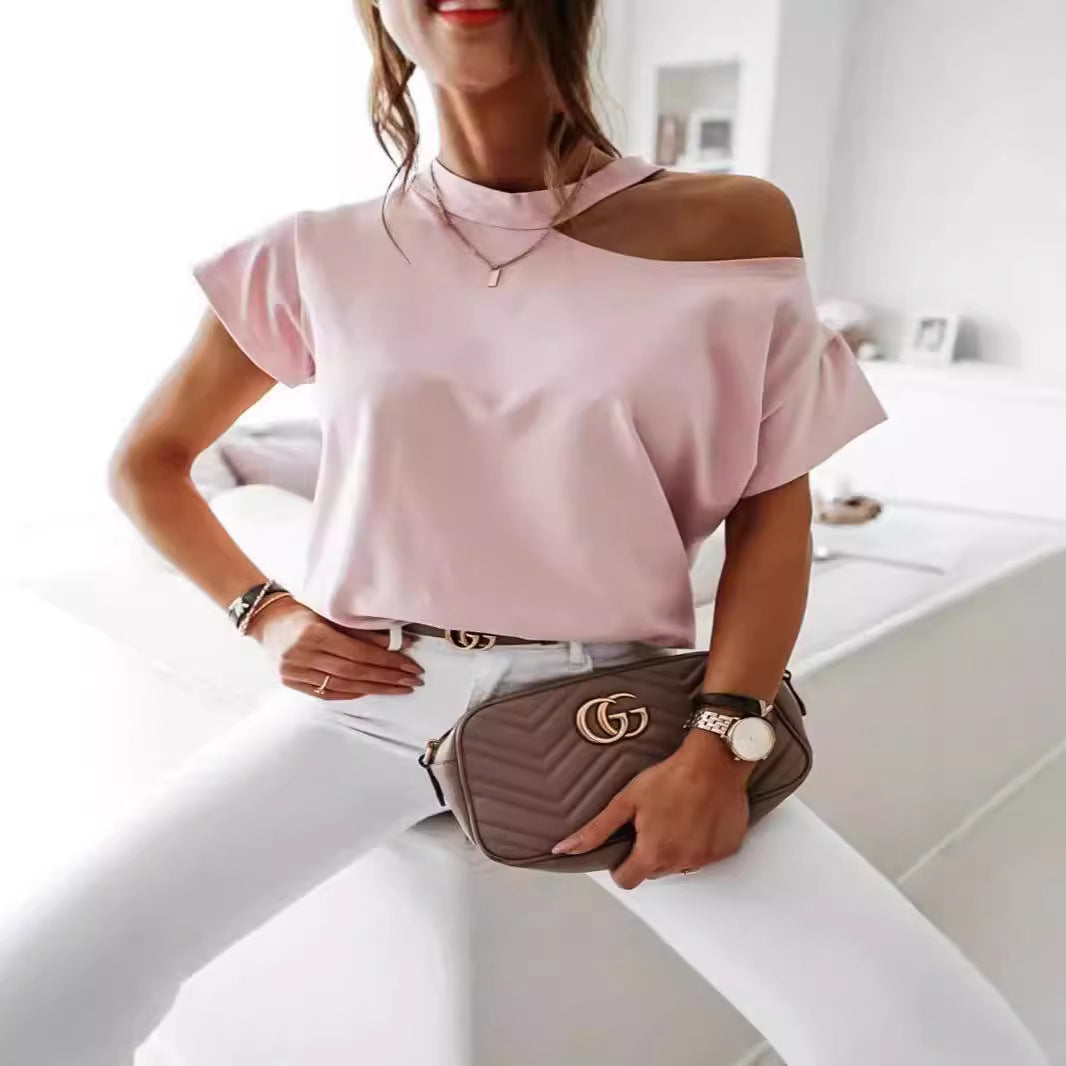 Dame Off-Shoulder T-skjorte med moderne snitt og behagelige ermer Skjora