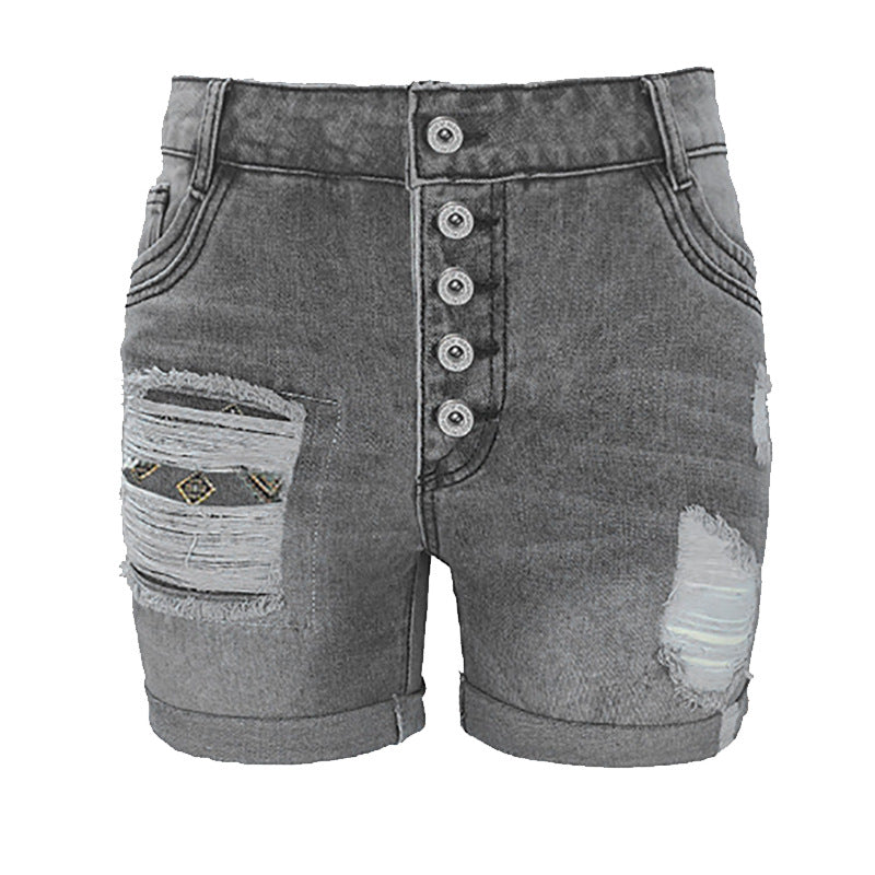 Dame moteriktige destroyed Jeansshorts Skjora