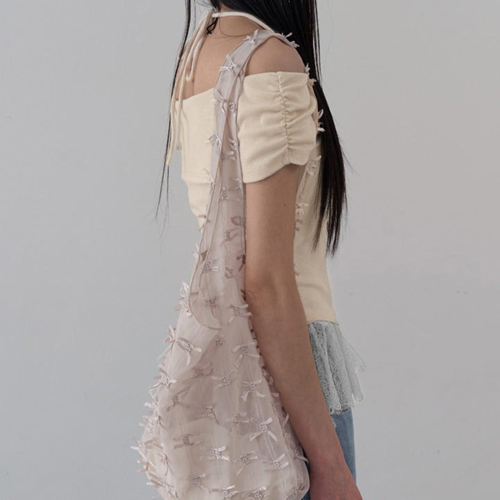Dame Off-Shoulder topp med volangkant Skjora