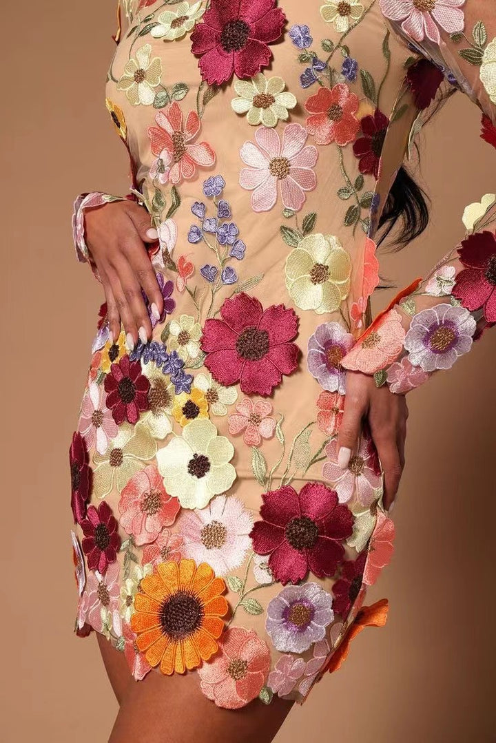 Damer Brodert Blomsterkjole Skjora